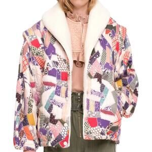 SEA NEW YORK HARLOW RARE PATCHWORK FAUX FUR PUFFER JACKET WOMEN’S SIZE S